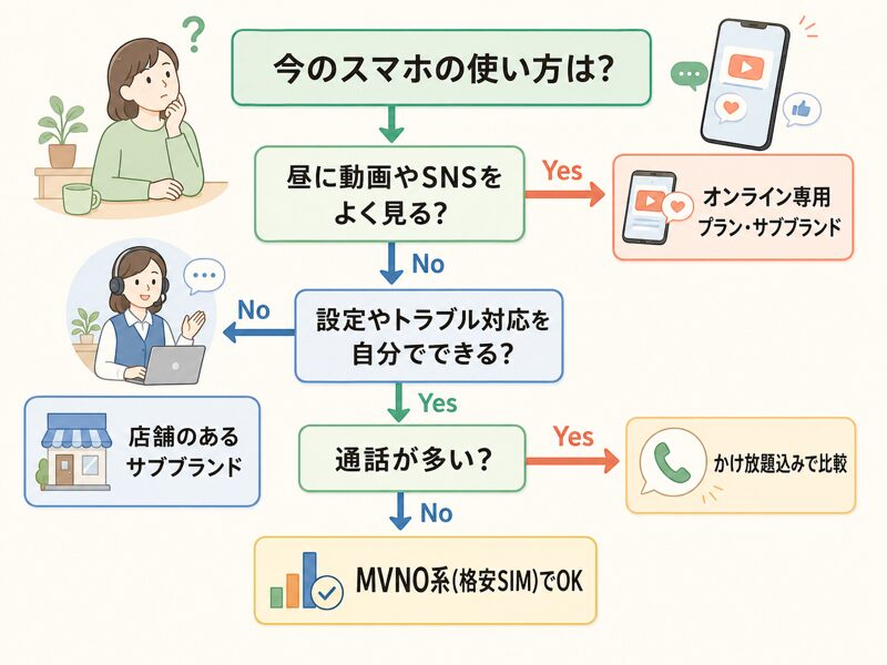 格安SIM選び判断フロー図